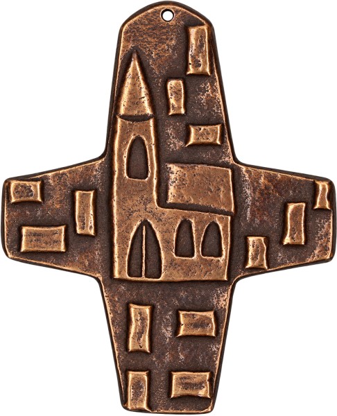 Bronzekreuz, Kommunionandenken, Haus Gottes, 2.142252, Höhe 9 cm