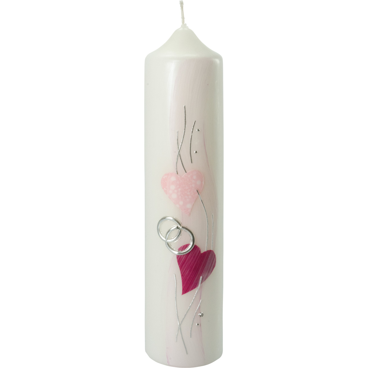 Hochzeitskerze, 2292, 265x60, Herzen, rosa, pink, silber