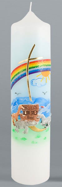 Kommuniontischkerze, Arche Noah, 265x60, weiß, 4895