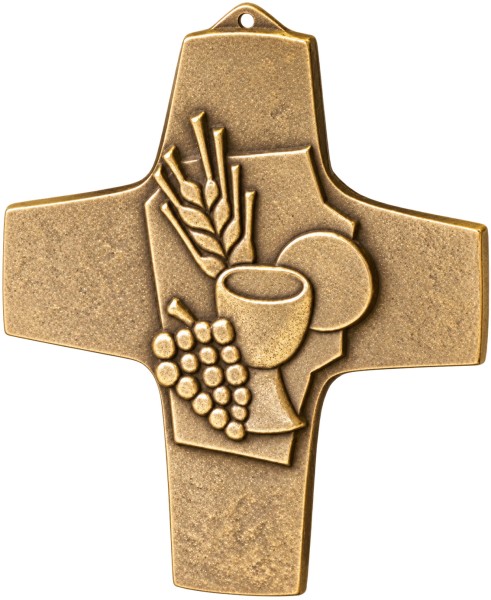 Bronzekreuz 142147, Brot und Wein, Höhe 10 cm