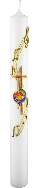 Kommunionkerze, Wir sind Gottes Melodie, gold, 5809, Größe wählbar