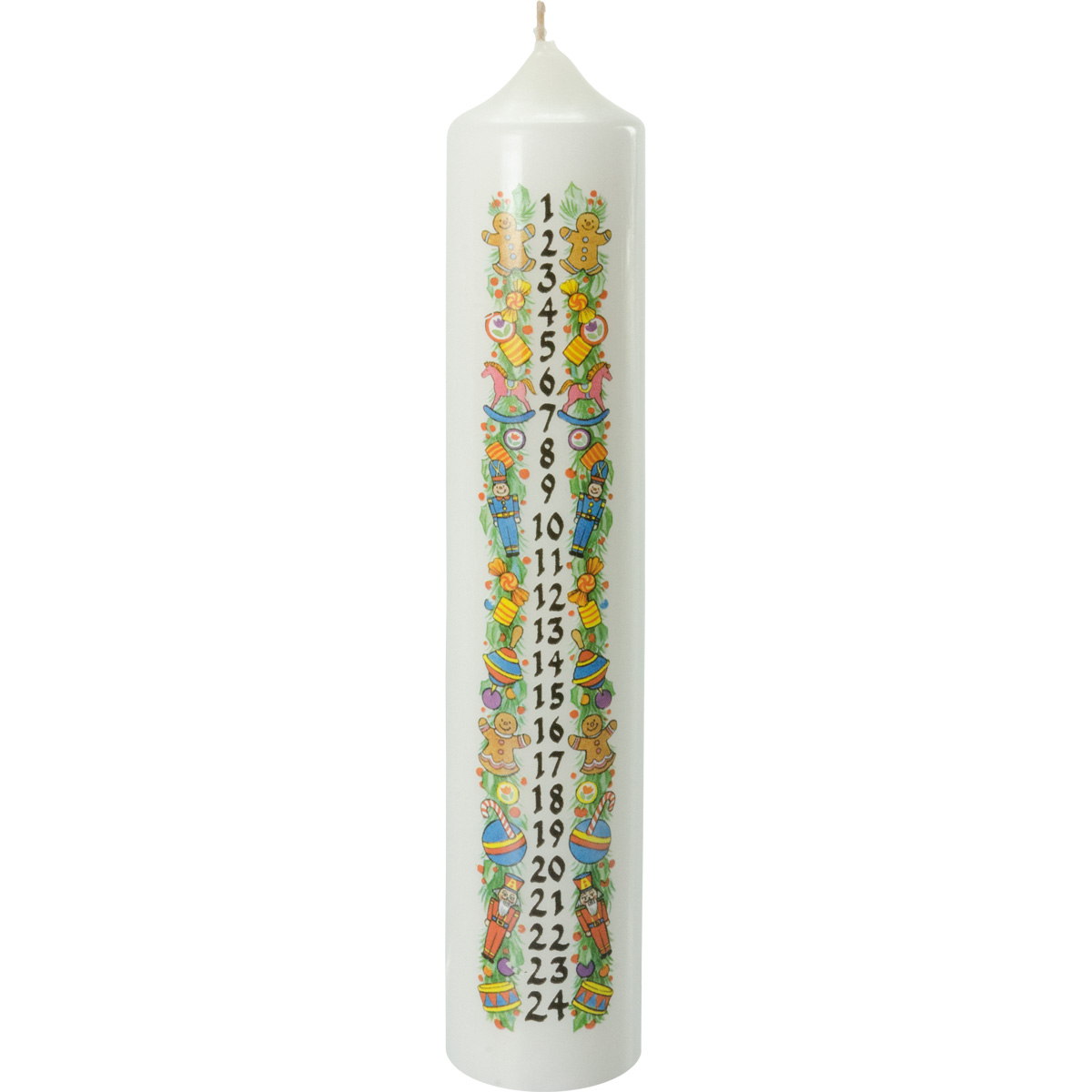Adventskalenderkerze, #161-1-W, 26,5 x 6 cm, weiß, Spielzeug 1-24