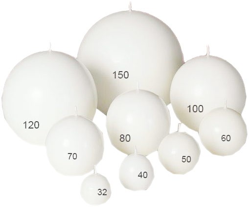 8 Kugelkerzen, Ø=70mm, Brenndauer ~16h