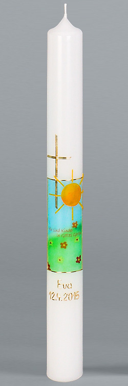 Kommunionkerze, 5861F, Wir Kinder in Gottes Garten, gold, Größe wählbar