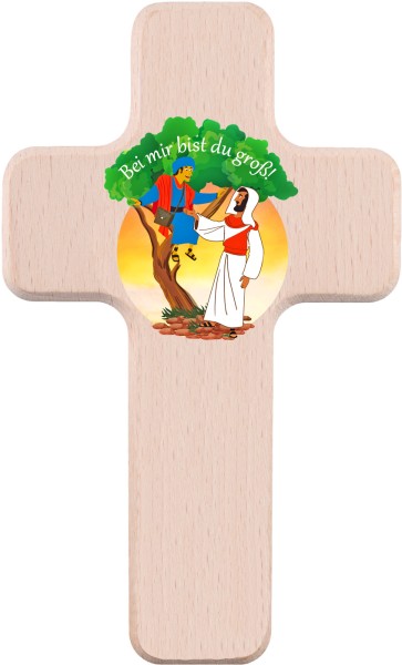 Holzkreuz, 18 x 11 cm, Bei mir bist du groß!