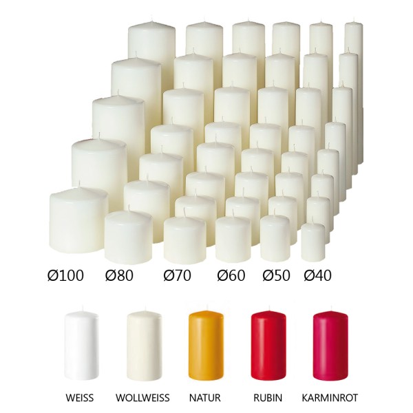 Stumpenkerze, 100x80, mit Flachkopf, ca. 43h