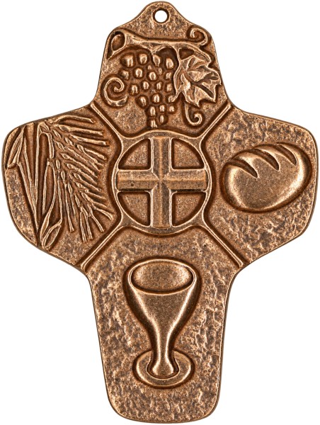 Bronzekreuz, Kommunionandenken, Symbolkreuz, 2.142254, Höhe 9 cm