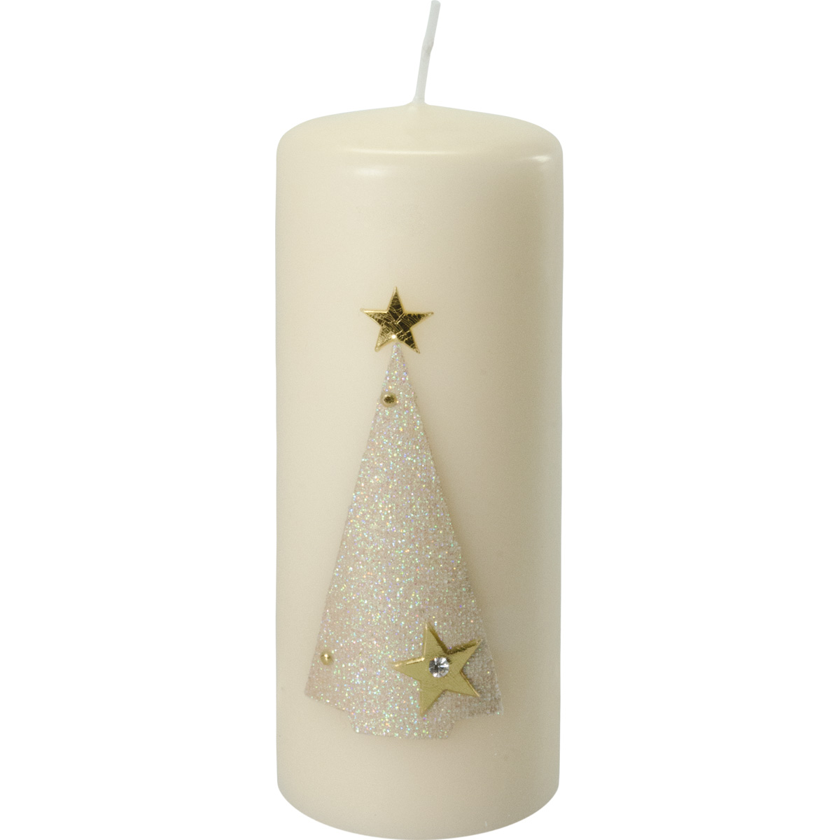 Weihnachtskerze, Christbaum, 15 x 6 cm, creme, ~2732