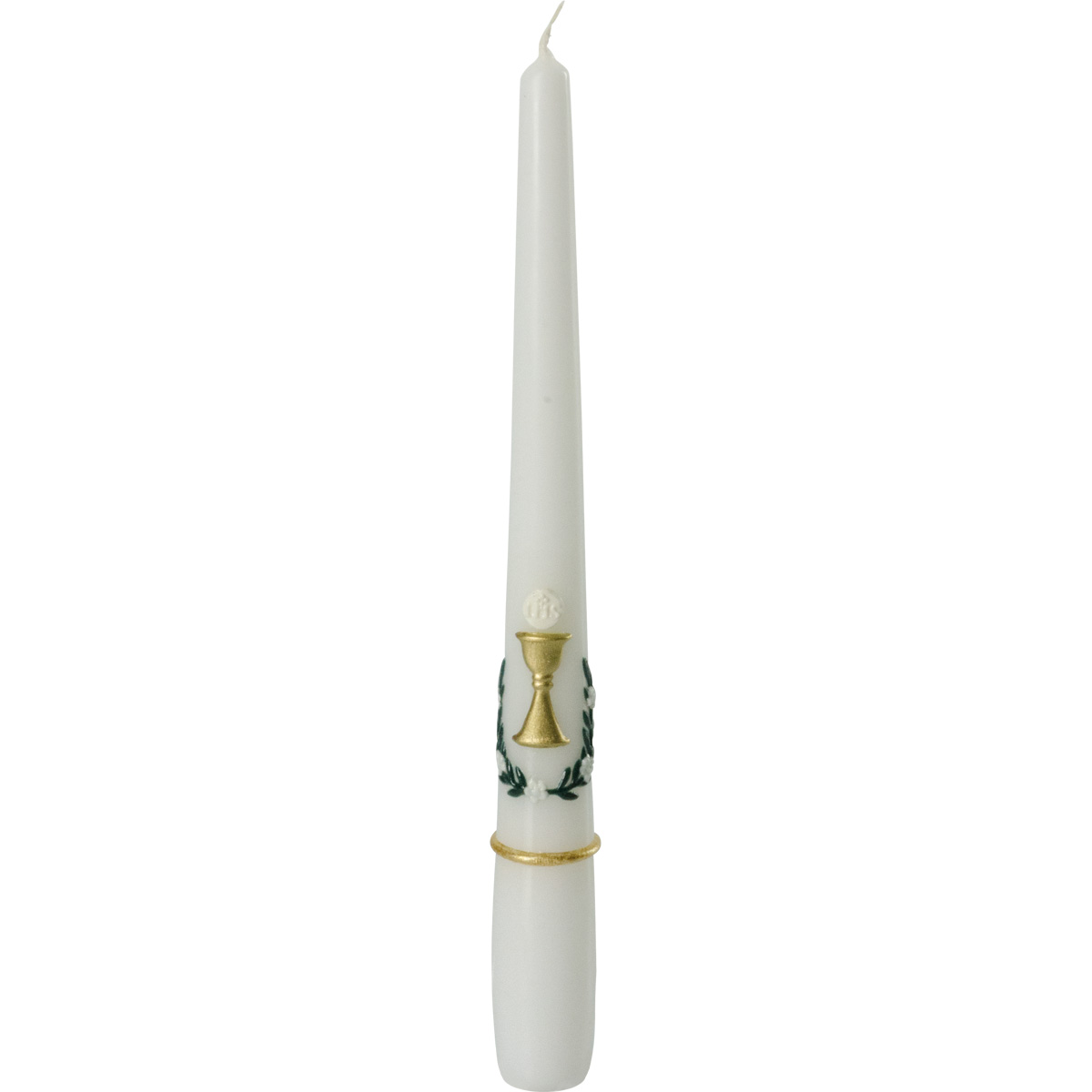 Spitzkerze, Kelch, gold, grün, 250x23, 1160