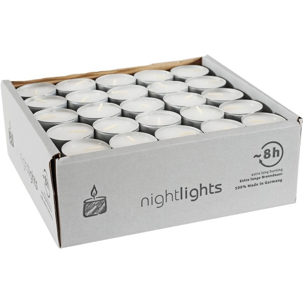 60 Nightlights m. Aluhülle, Ø38x24mm, ~8h, Aktionspreis!