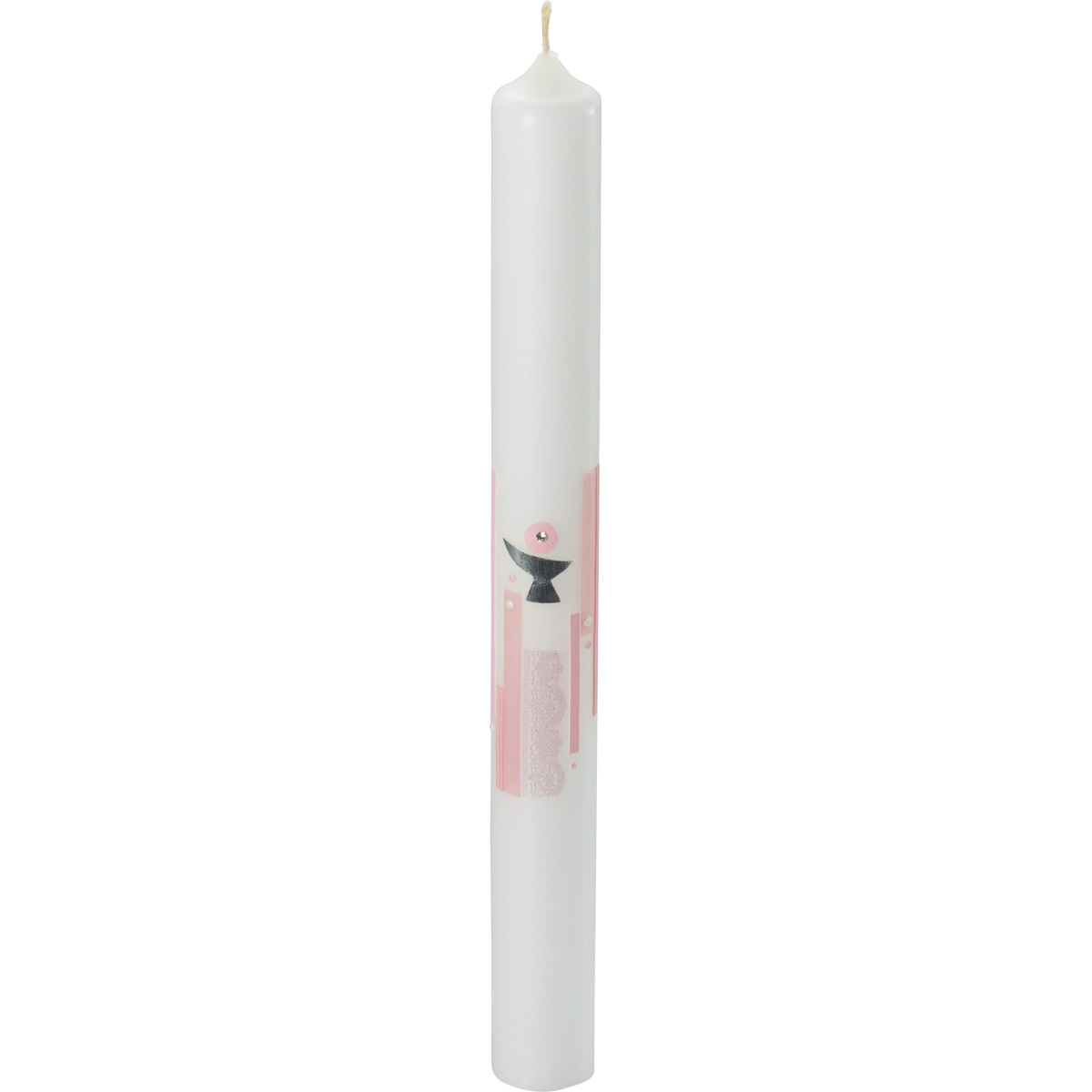 Kommunionkerze, Kelch, Spitze, rosa-silber, 400x40, weiß, 4114