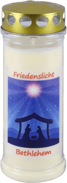12 Friedenslichter, Friedenslicht Bethlehem, goldener Deckel, ca. 7 Tage