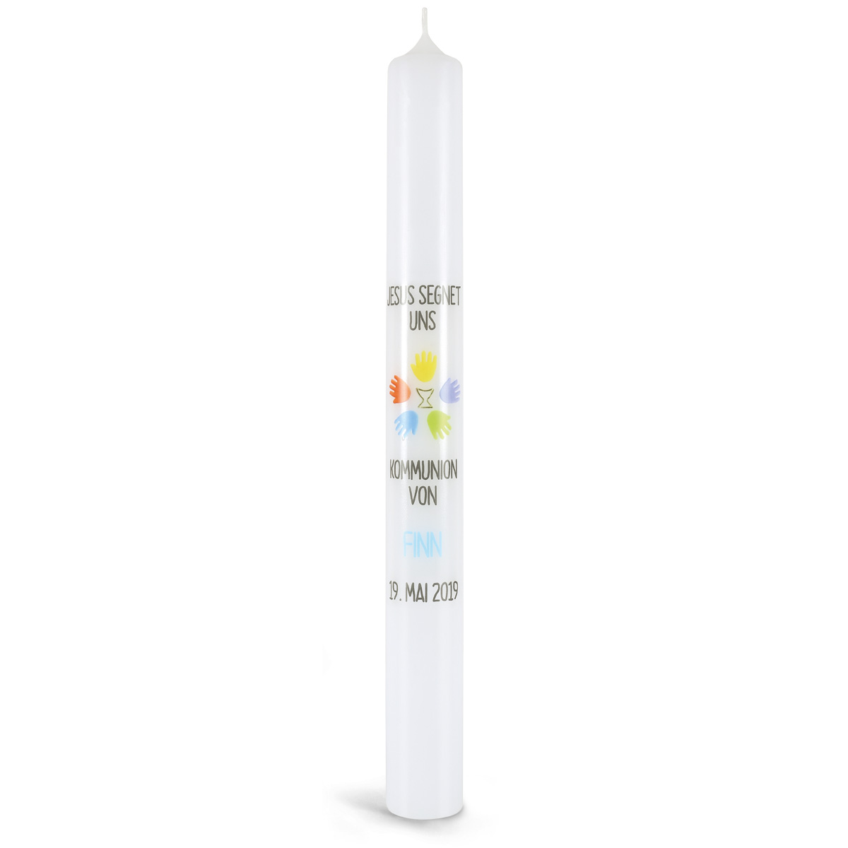Kommunionkerze, Jesus segnet uns, Symbole, 5921, Größe wählbar