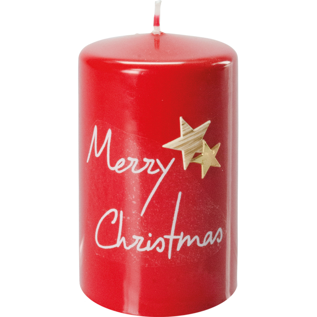 Weihnachtskerze, Merry Christmas, 10 x 6 cm, rubin, 3015
