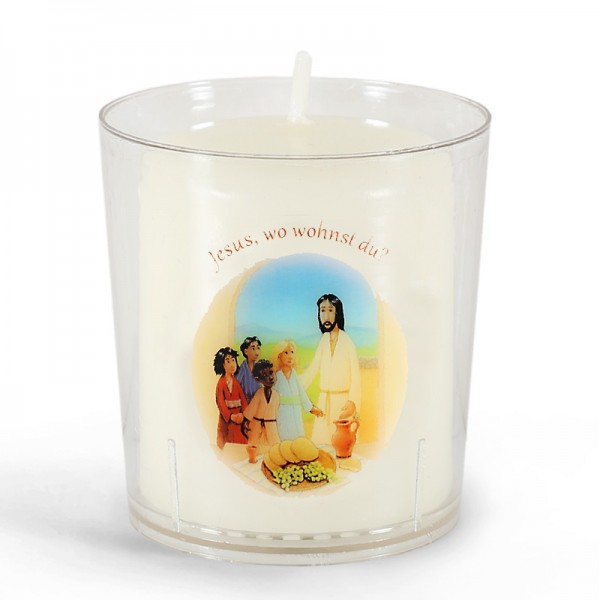 Fotokerze + Becher, 60x50, Jesus, wo wohnst Du?