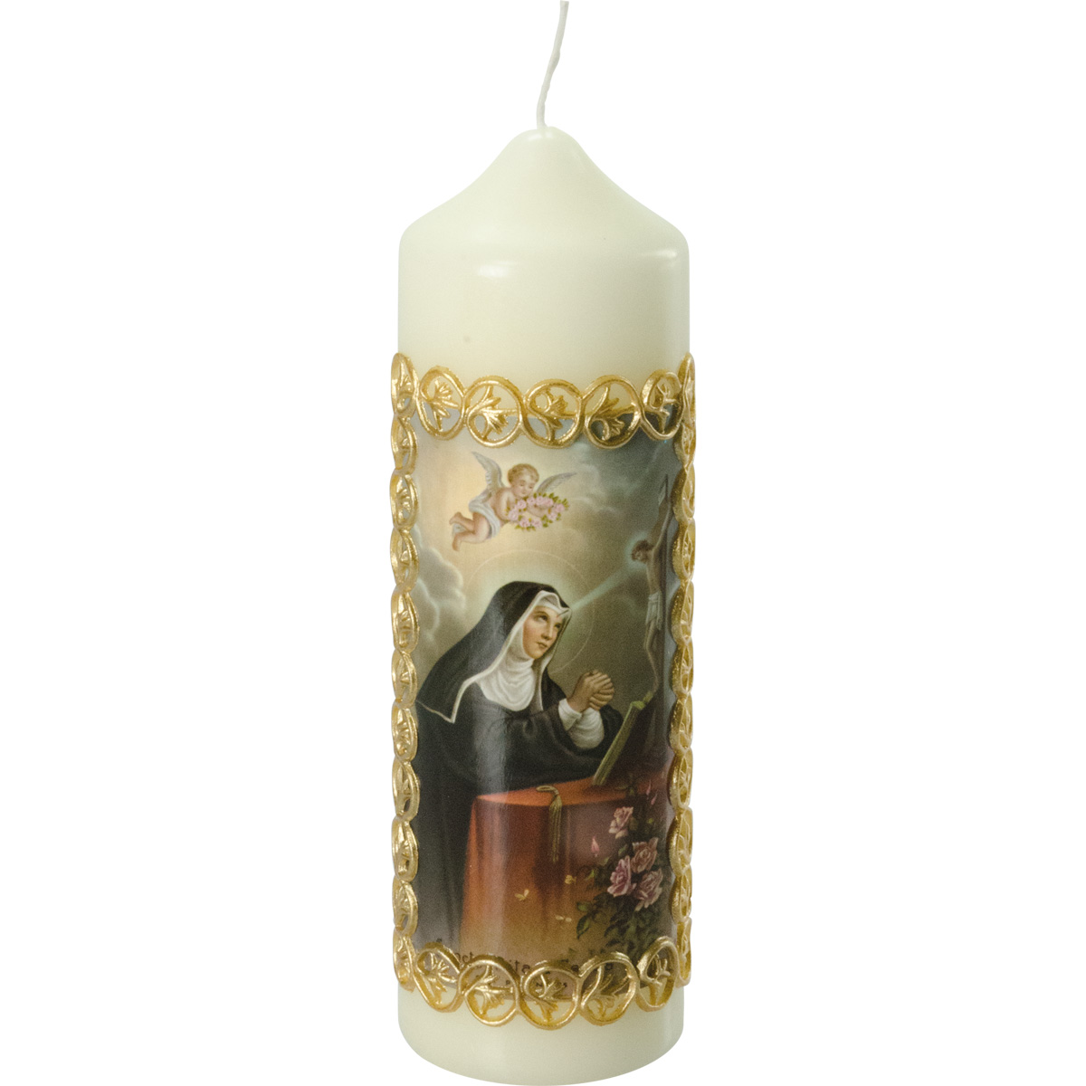 Heilige Rita Kerze, #812-J, 165x50, Fotodruck, Wachsborte