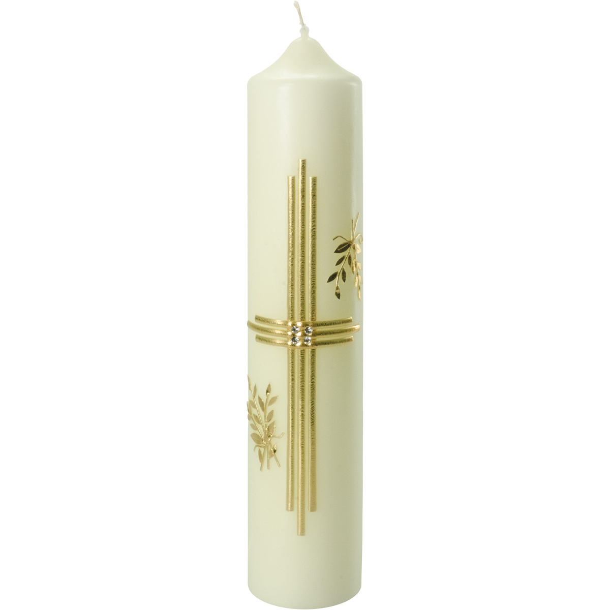 Liturgische Kerze, #804, 310x60, Wachskreuz, gold