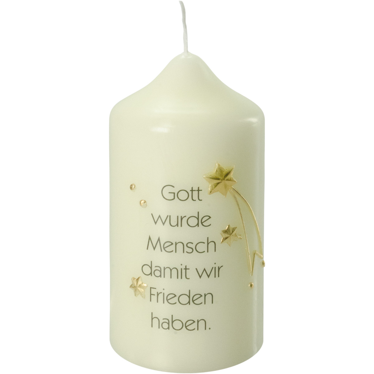 Spruchkerze, Gott wurde Mensch damit wir Frieden haben, 120x60, Nr.2731