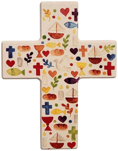 Holzkreuz, 810162, Symbole, 9 x 7 cm, Holz bedruckt