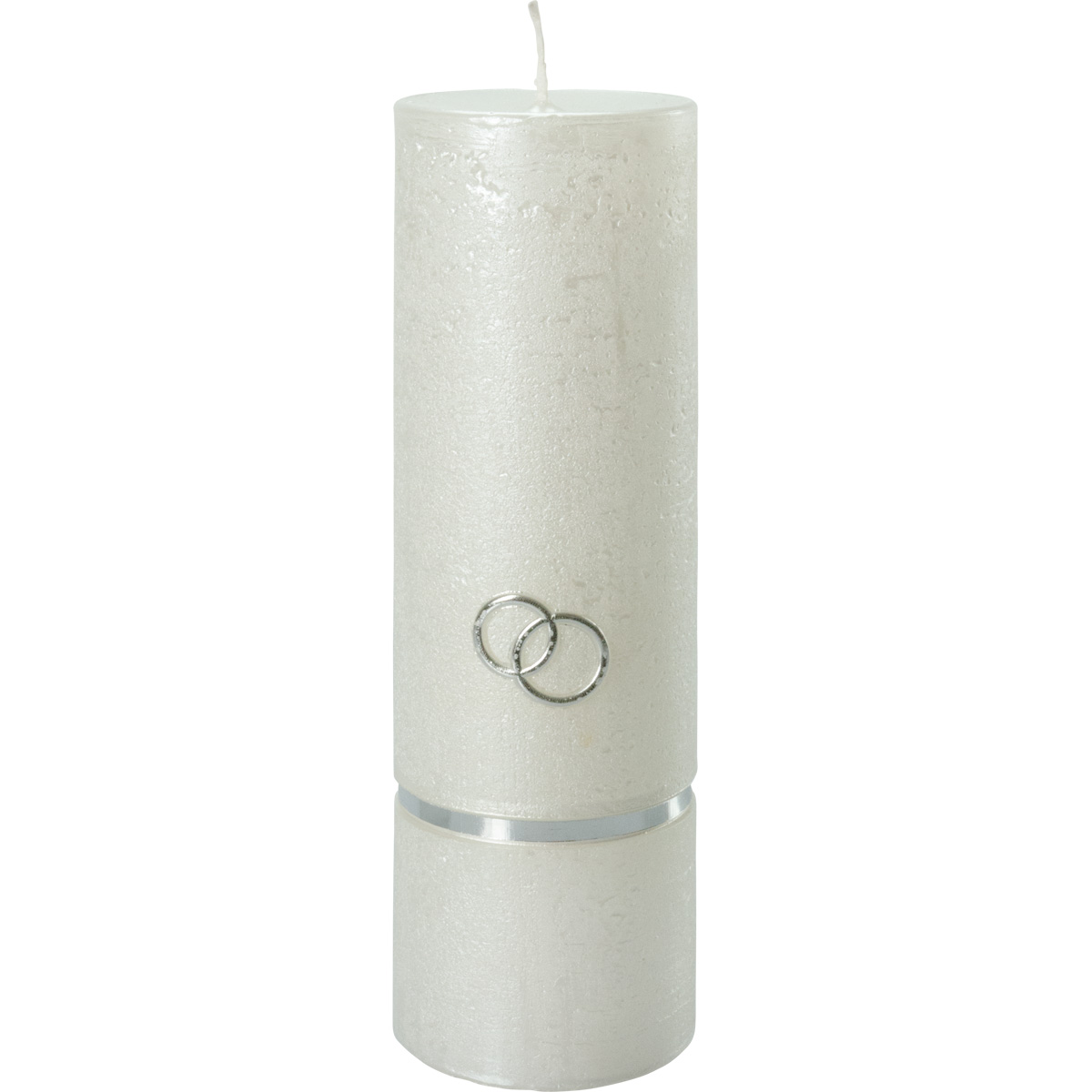 Hochzeitskerze, 5024, Rustikal 230x70, Borte, Ringe, silber
