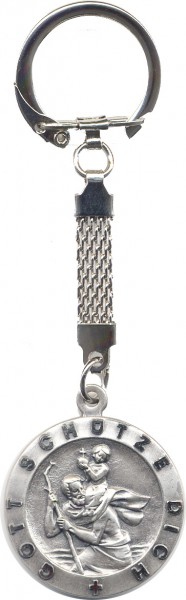 Christopherusplakette, Gott schütze dich, silb., D=3cm, Schlüsselanh.