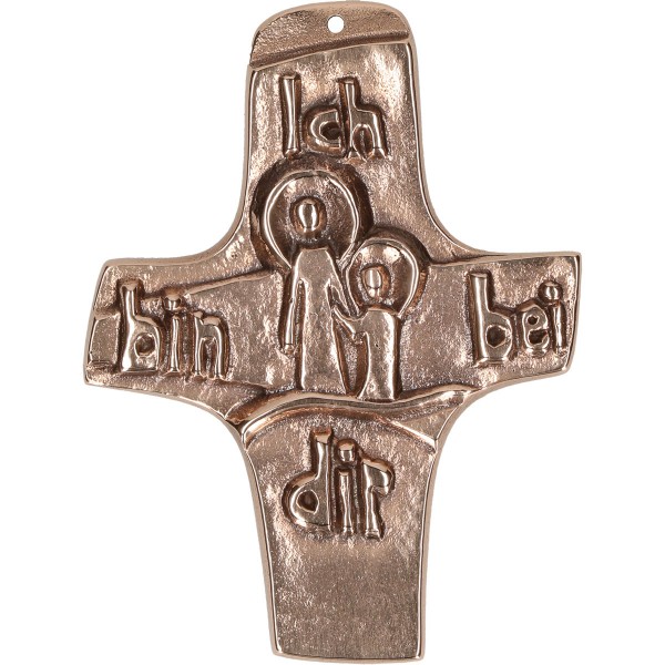 Bronzekreuz, Kommunionandenken, Ich bin bei dir, Höhe 9,5 cm, #142216