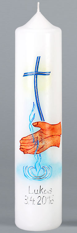 Kommuniontischkerze, Wasser des Lebens, silber, 265x60, weiß, 4874