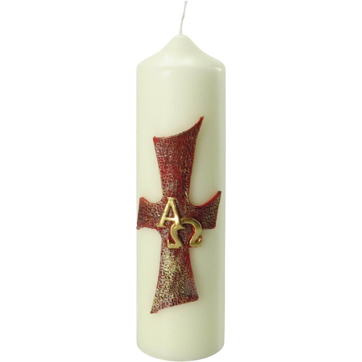Liturgische Kerze, #1512, 220x60, Wachskreuz rot