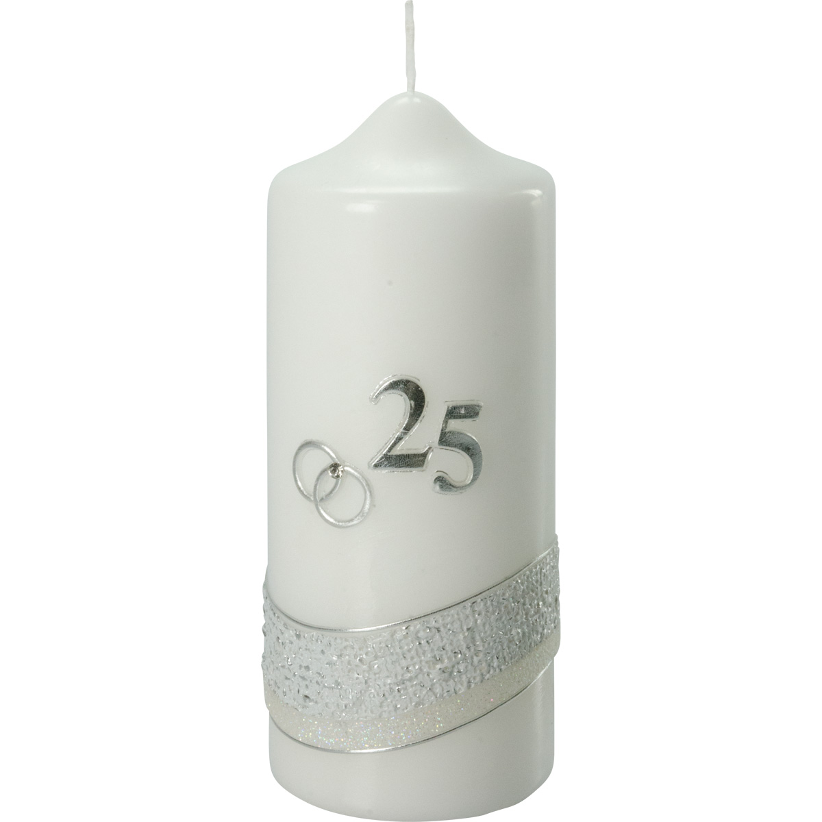 Silber-Hochzeitskerze, silberne Ringe, -25-, Borte175x70, Nr.2536