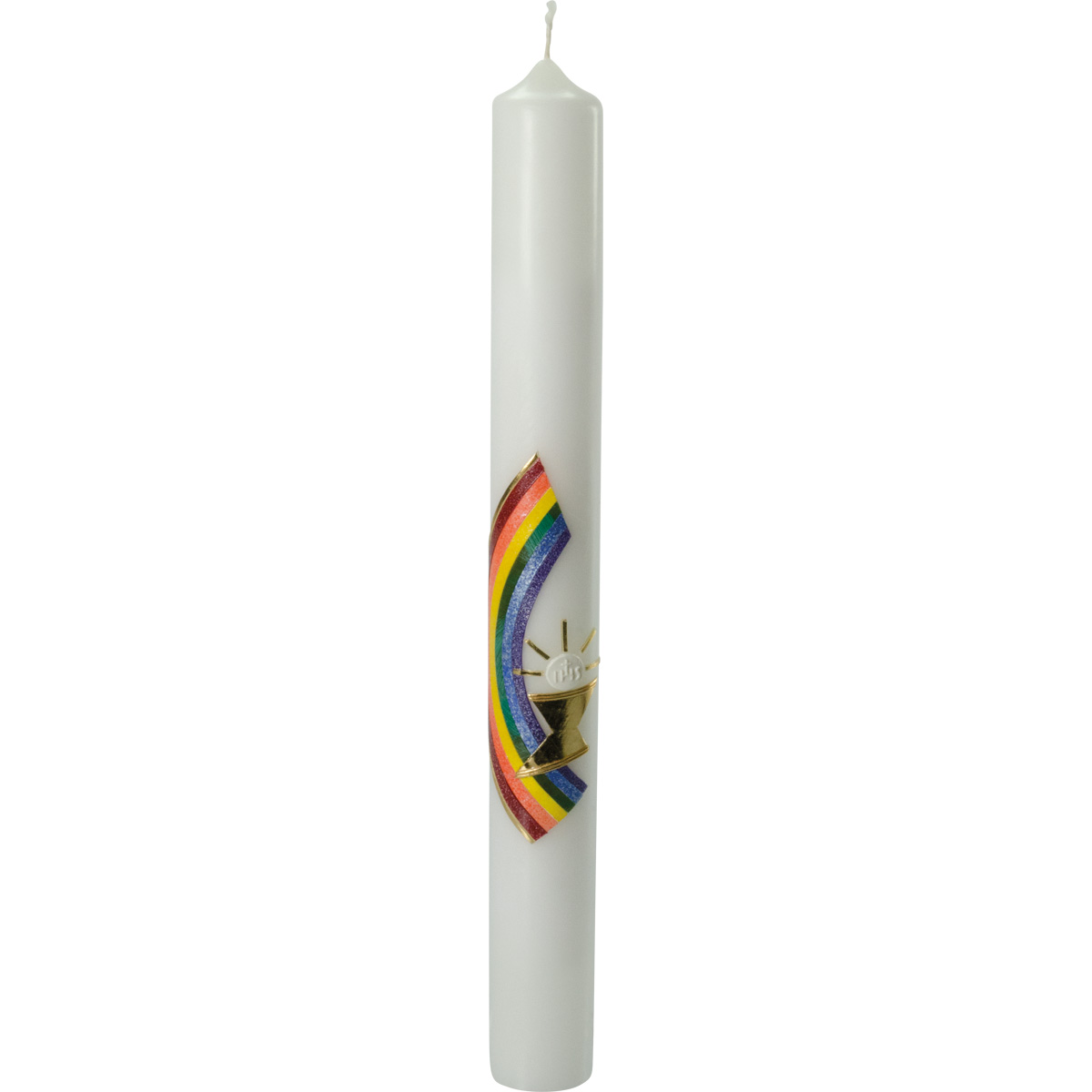 Kommunionkerze, Regenbogen, 400x40, weiß, 314
