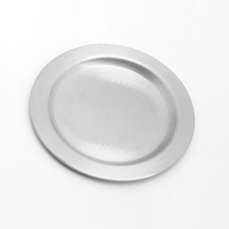 Kerzenteller rund, silber matt, leicht, 11 cm