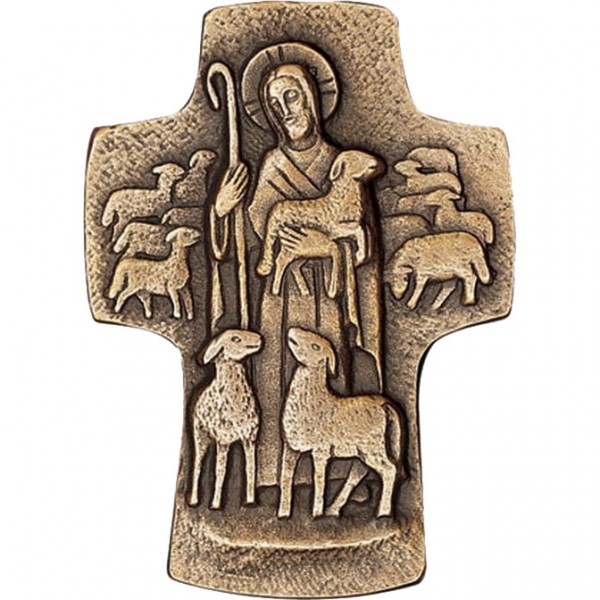 Bronzekreuz, 800590, Guter Hirte, 9,5x6,5cm