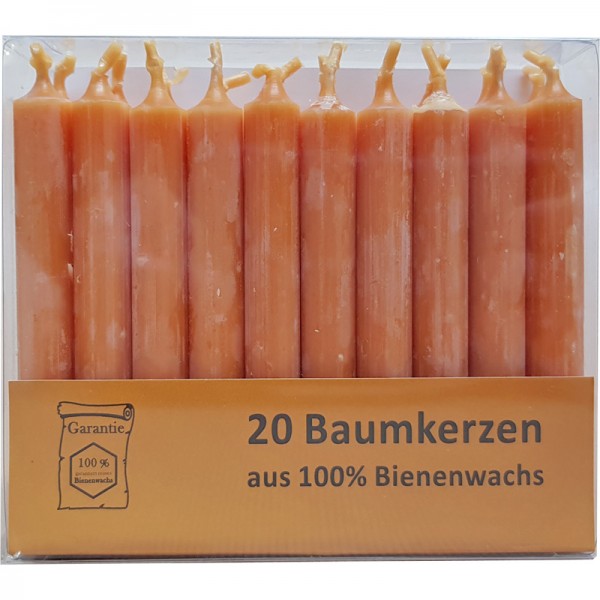 20 Baumkerzen, 105 x 13 mm, 100% Bienenwachs