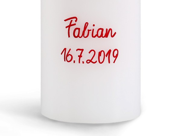 Namen und Datum, Elegant, Wunschfarbe, pauschal je Kerze