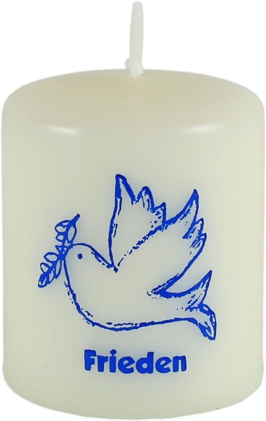 50 Kerzen mit Motiv Friedenstaube blau, 60x50mm, Aktionspreis!