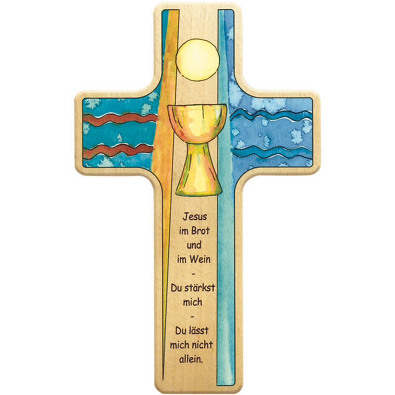 Holzkreuz 330107, h=11cm, Abendmahl, Buche natur