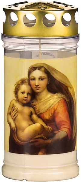 12 Grablichter, Memoriam Nr.412, ~ 4 Tage, Madonna, mit Deckel