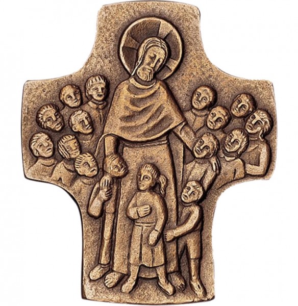 Bronzekreuz, 800241, Jesus der Kinderfreund, 9x8cm