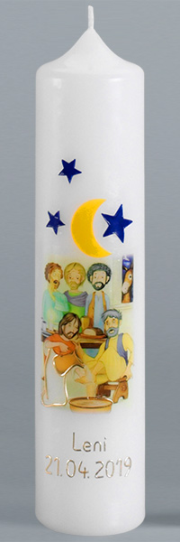 Kommuniontischkerze, Eine Liebe, die sich gewaschen hat, 265x60, weiß, 4914