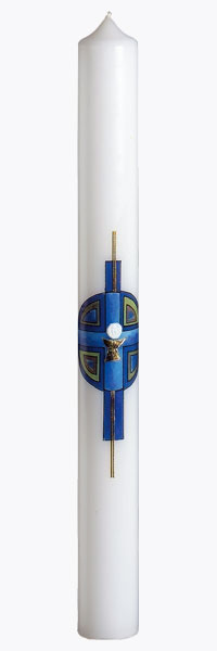 Kommunionkerze, Kelch, Hostie, Kreuz gold, 1963, Größe wählbar