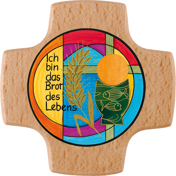 Holzkreuz, 810126, Brot des Lebens, 8 x 8 cm