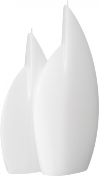 Formenkerze Doppelflamme, 295 x 168 x 60 + 250 x 105 x 40 mm, weiß getaucht, #13504