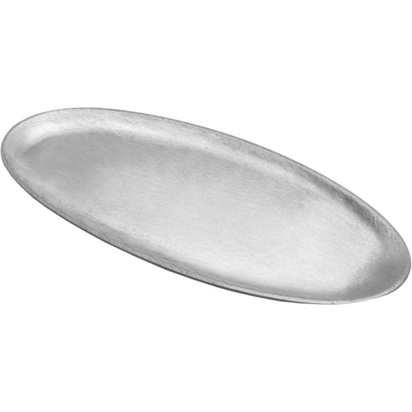 Kerzenteller, oval mittel, 16 x 7 cm, silber matt