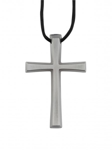 Kreuz aus Metallguss, Umhängekreuz, Ministrantenkreuz, 5 cm, mit Band, Altsilber