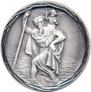 Christopherusplakette, ohne Text ,silb., D=2,5cm, selbstkl.+Magn.