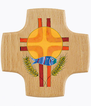 Holzkreuz, 810054, Kreuz / Hostie / Fisch / Ähren, 8 x 8 cm