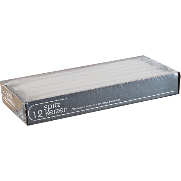 12 Spitzkerzen, 250 x 23 mm, Farben wählbar