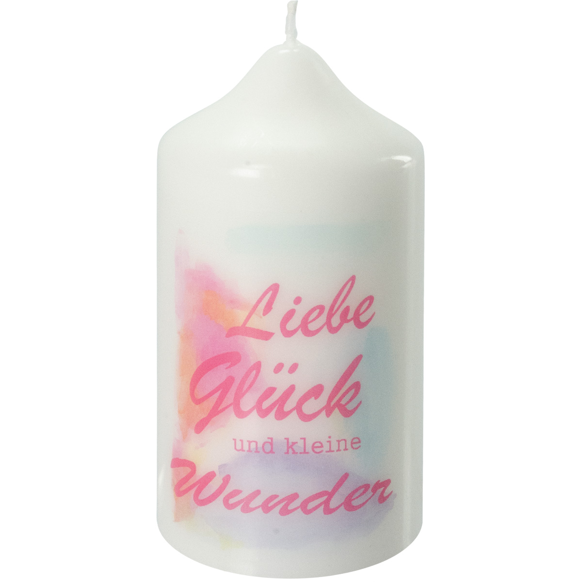 Spruchkerze, Liebe Glück und kleine Wunder, 120x60, Nr.8028