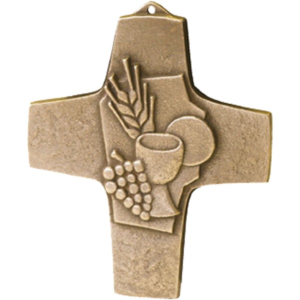 Bronzekreuz 142147, Brot und Wein, Höhe 10 cm