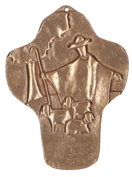Bronzekreuz, Kommunionandenken, Guter Hirte, 2-142250, Höhe 10 cm